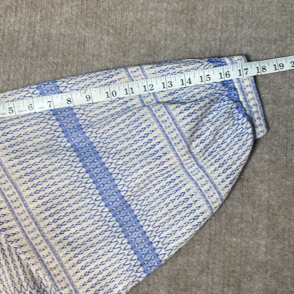 Anthropologie‎ Maeve Lena Blue/Ivory Yarn Dyed Balloon Sleeve Oversized Size XS - Picture 13 of 14